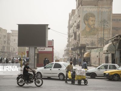 کاهش دید افقی، افت کیفیت هوا در پی ورزش باد وبرخاستن گرد و خاک در برخی از نقاط استان